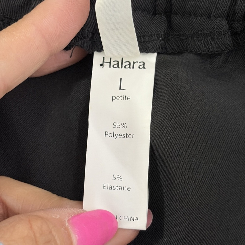 Halara Pants Womens Petite L Black Pleated Wide Leg Pockets Career - Picture 13 of 13
